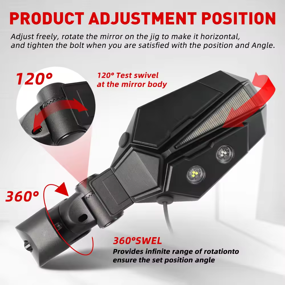 UTV Sideview Lighted Mirror with 1.75 Inch Roll Bar Adjustable Rear Side Turn signal Light for ATV Polaris RZR Can-Am