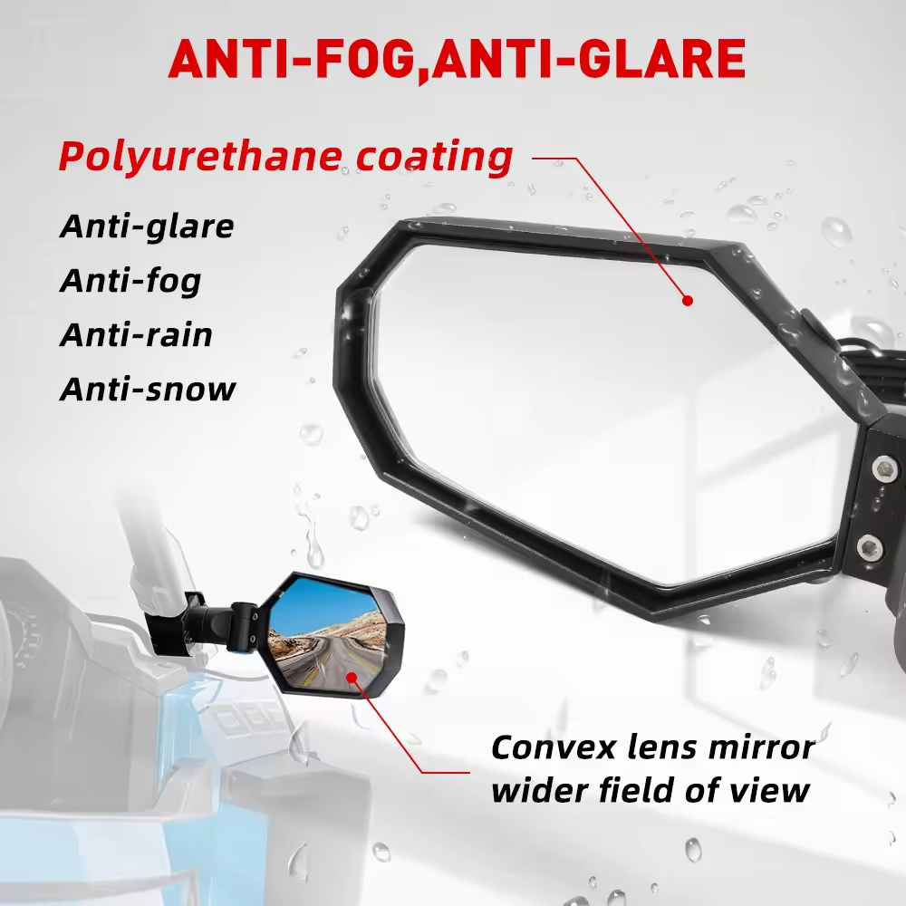 UTV Sideview Lighted Mirror with 1.75 Inch Roll Bar Adjustable Rear Side Turn signal Light for ATV Polaris RZR Can-Am