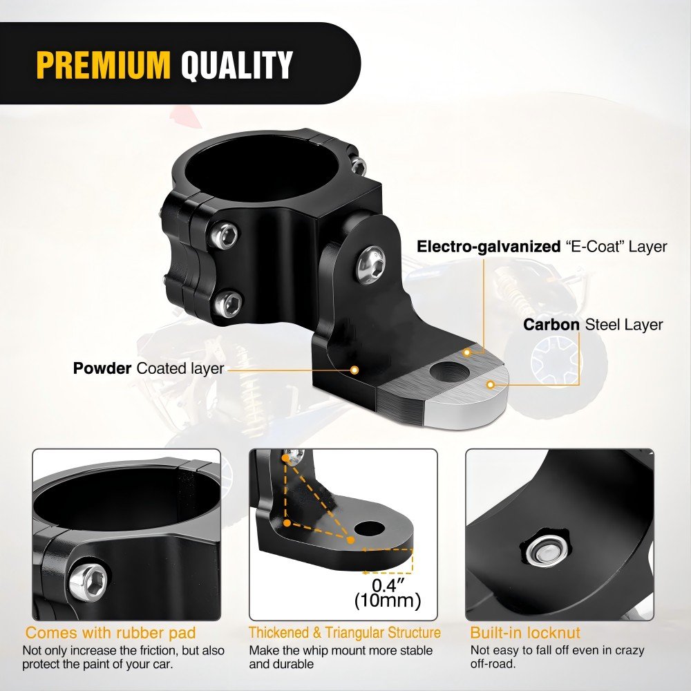 Heavy-Duty 6061 CNC Aluminium Alloy 360° Quick Adjustable Light Mounting Bracket for Whip Light 1.75' Or2' Cage ATV Accessories