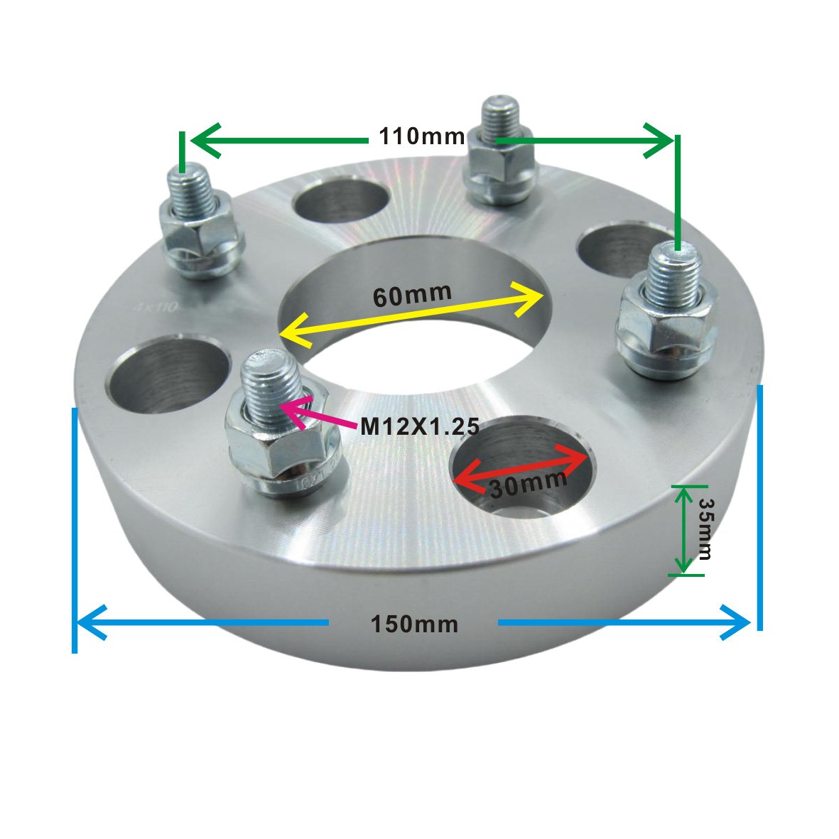 1 Pair of 4x110 ATV UTV Forged Aluminum ATV Wheel Spacers 35mm M12X1.25 Nuts for ODES 650 850 1000cc ATV UTV
