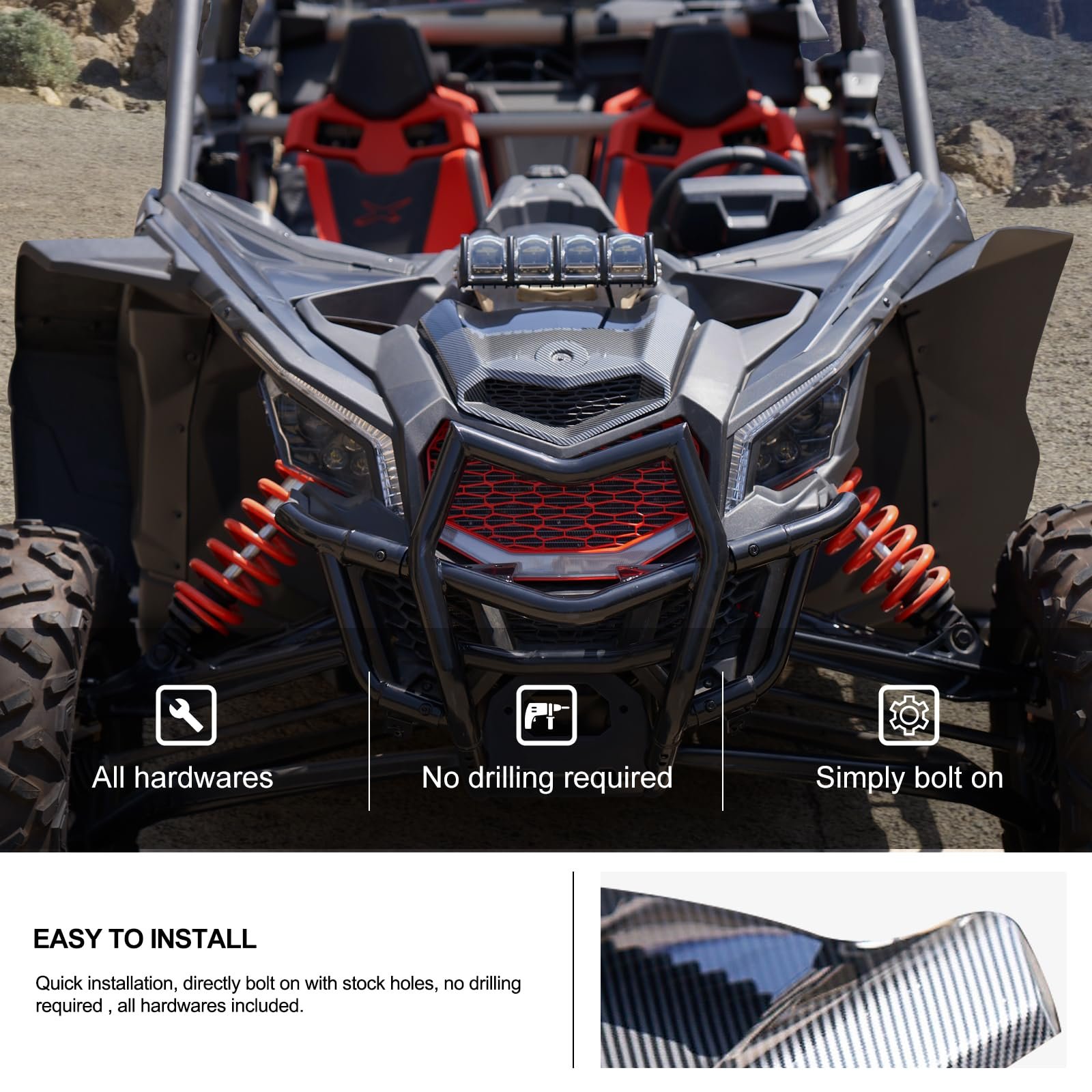 NEWWIND High Quality T-urbo Front Hood Guard Car Ptotrctor Scoop for 2017-2023 Can-Am Maverick X3 ATV/UTV Parts Accessories