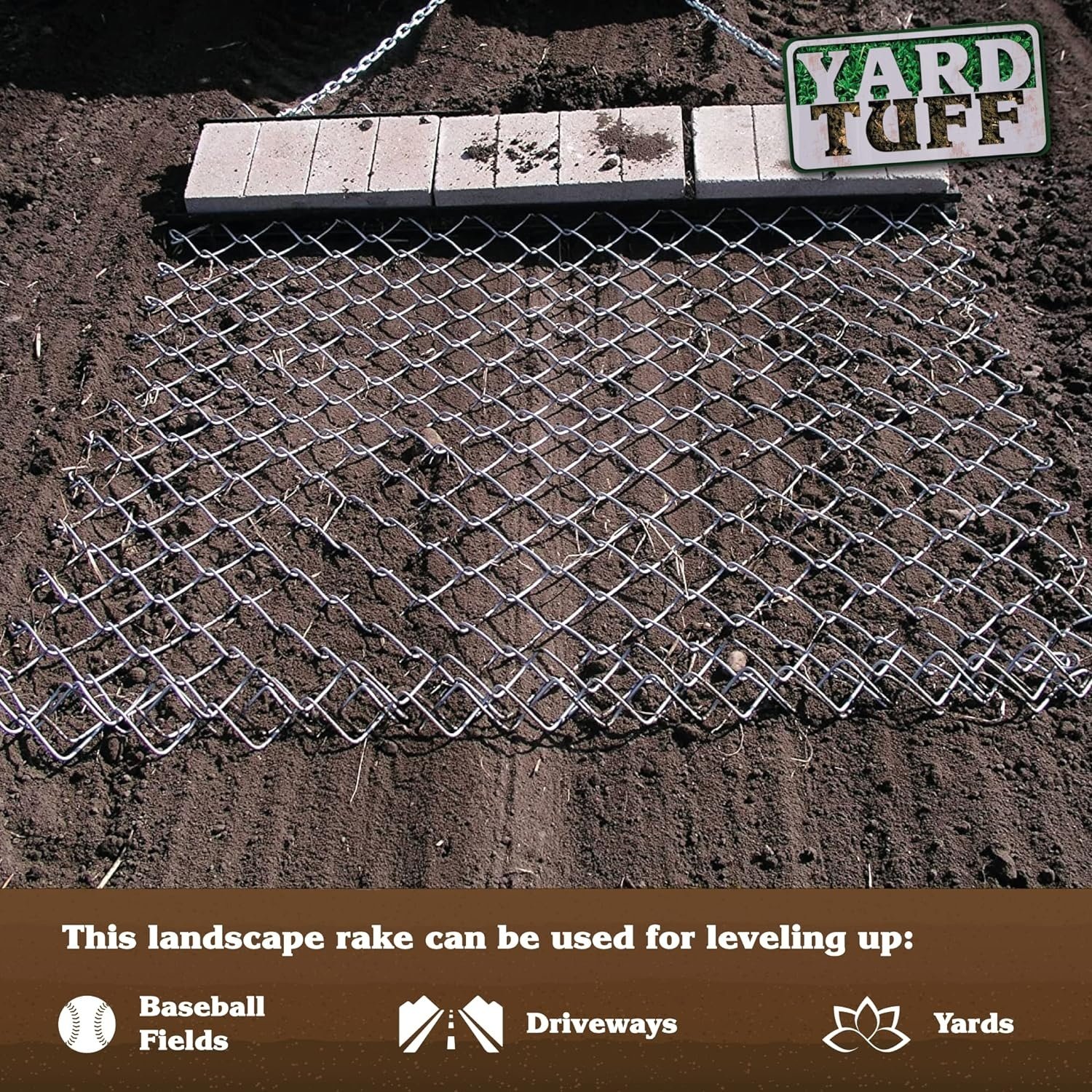 ATV/UTV Attachment Steel Drag Chain Harrow - 4 Ft. W X 5 Ft. L for Sod Prepping and Leveling, Seeding Lawns, Field Drag Harrow