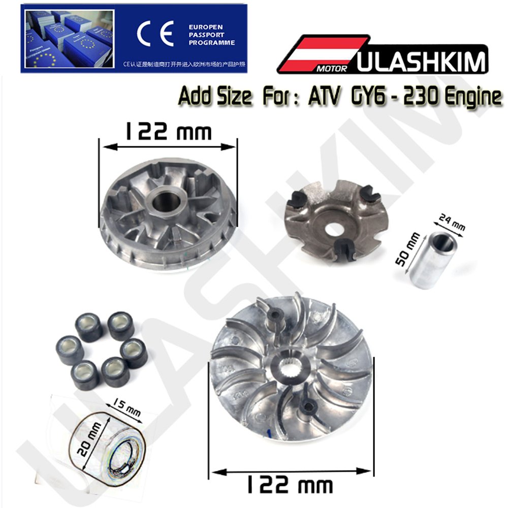 Variator GY7 GY6-B Motorcycle ATV UTV Moped Scooter Clutch Variator Drive Pulley 21T 122mm 17mm