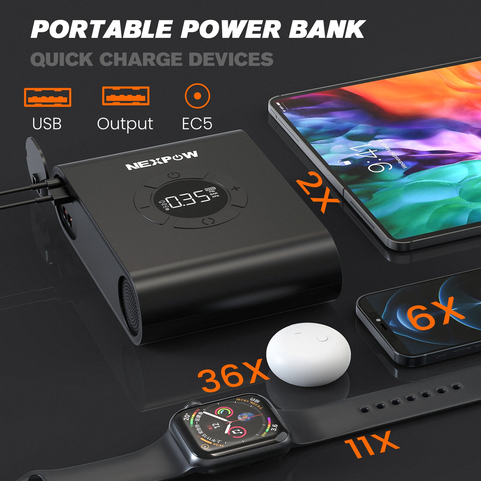 AKP-P200 Car Jump Portable Jumper Starter With air Compressor 2000A Emergency Battery Booster Charger
