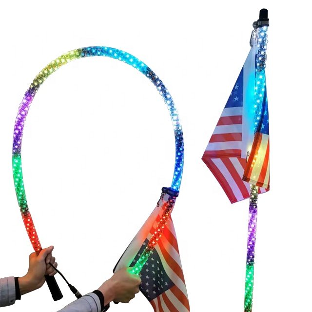 Atv Utv Buggy RZR Offroad LED Whip Antennas Flag Light with Quick Release Spring Base