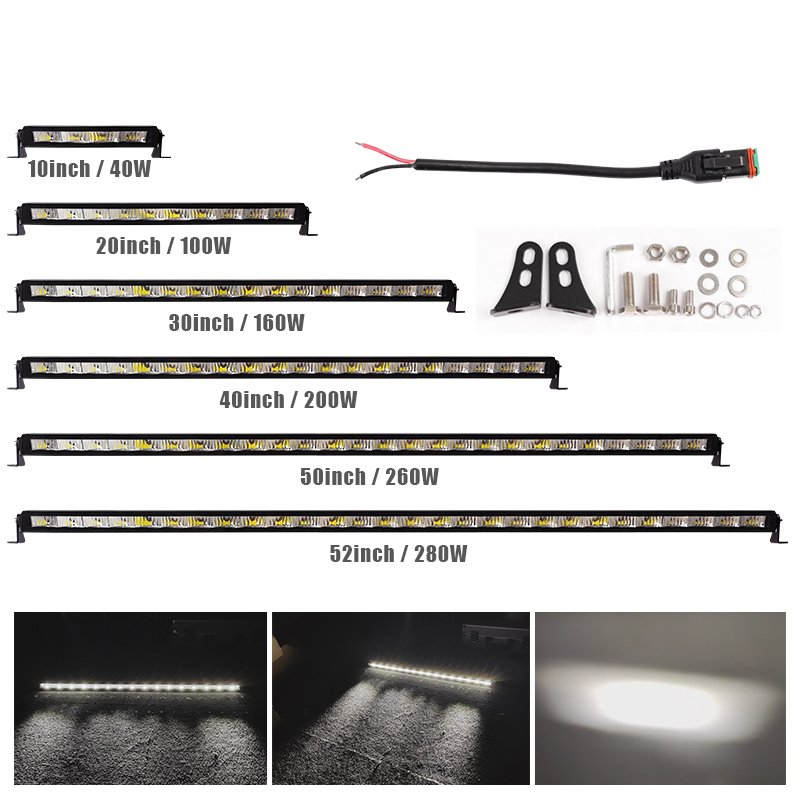 Urtal Slim 10 20 30 40 50 52 Inch Car LED Bar Light 3500K 6500K Auto Work Driving Fog Lamp for Offroad 4x4 ATV SUV Truck Tractor
