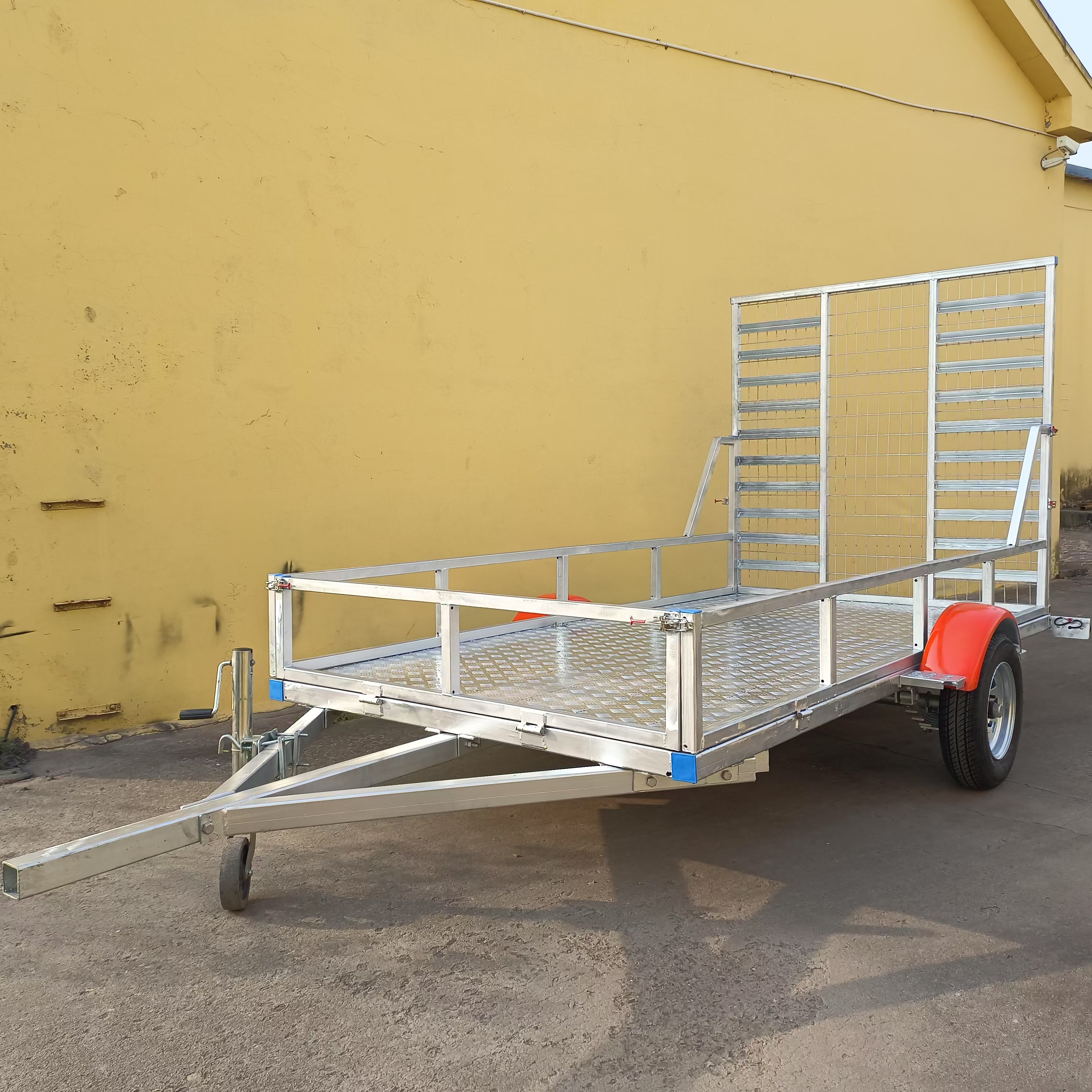 Customizable Durable Anticorrosive LED Lights Utility Flatbed Trailer for ATV/UTV Cargo & Utility Trailers Mesh Transport Ramp