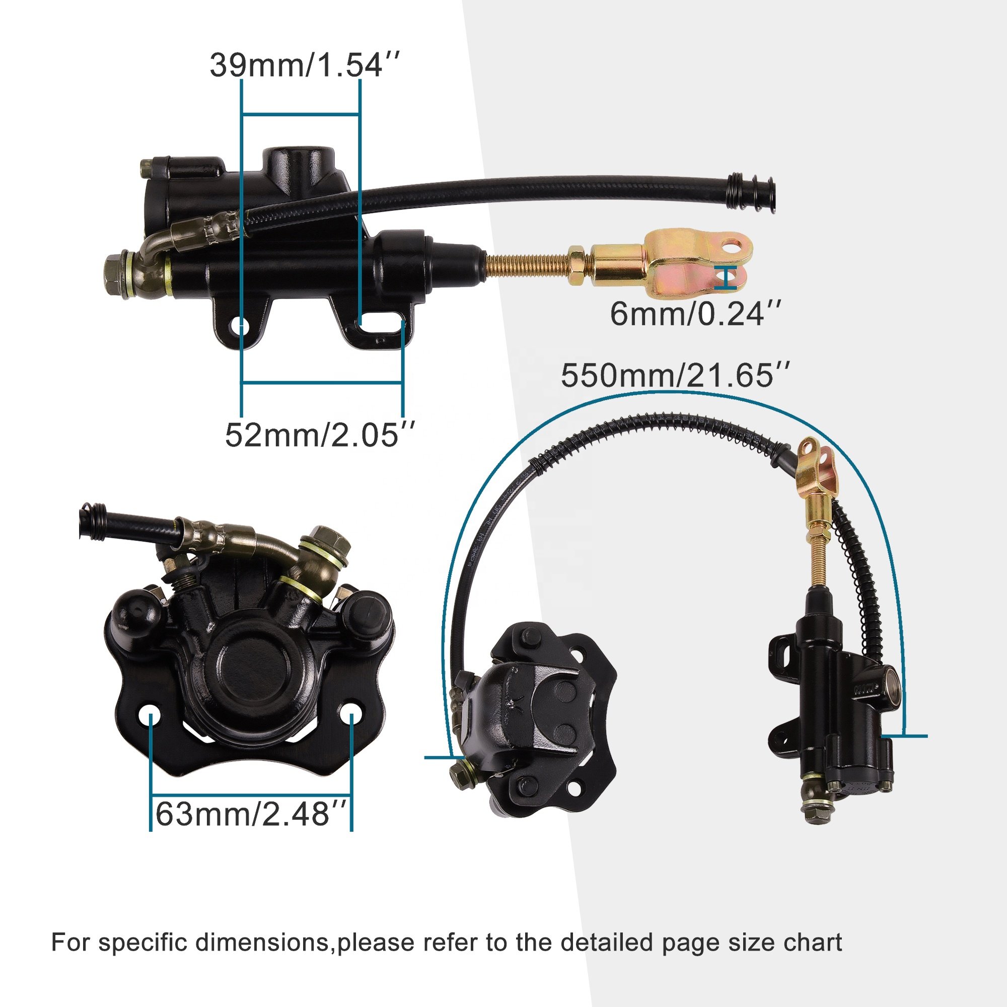 GOOFIT Rear Foot Brake Clutch Folding Hydraulic Master Cylinders Pump Caliper Assembly Replacement for 50cc 70cc 90cc 110cc ATV
