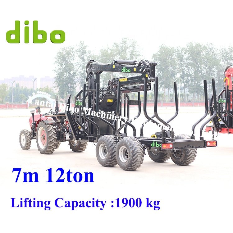 7.8 Meter 2 Ton Lifting Capacity Wood Log Trailer with Crane Gasoline Powered Lumber Loader Grapple for ATV UTV Forestry