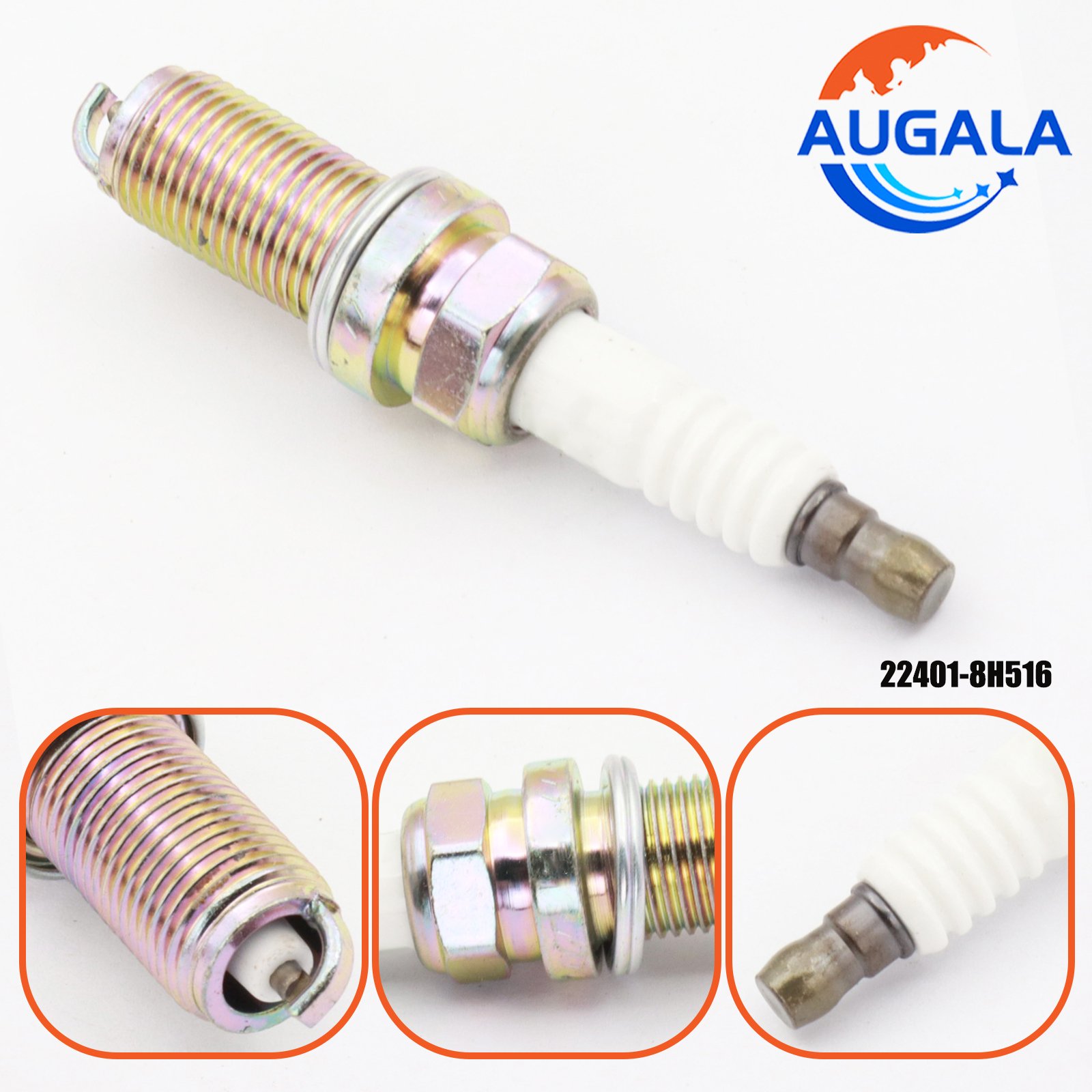 AUGALA Spark Plugs 22401-8H516 LFR6A-11 For Nissan Yamaha F115 F225 F250 F300 3672 LFR6A11 33-881284 9470200400 22401 8H516