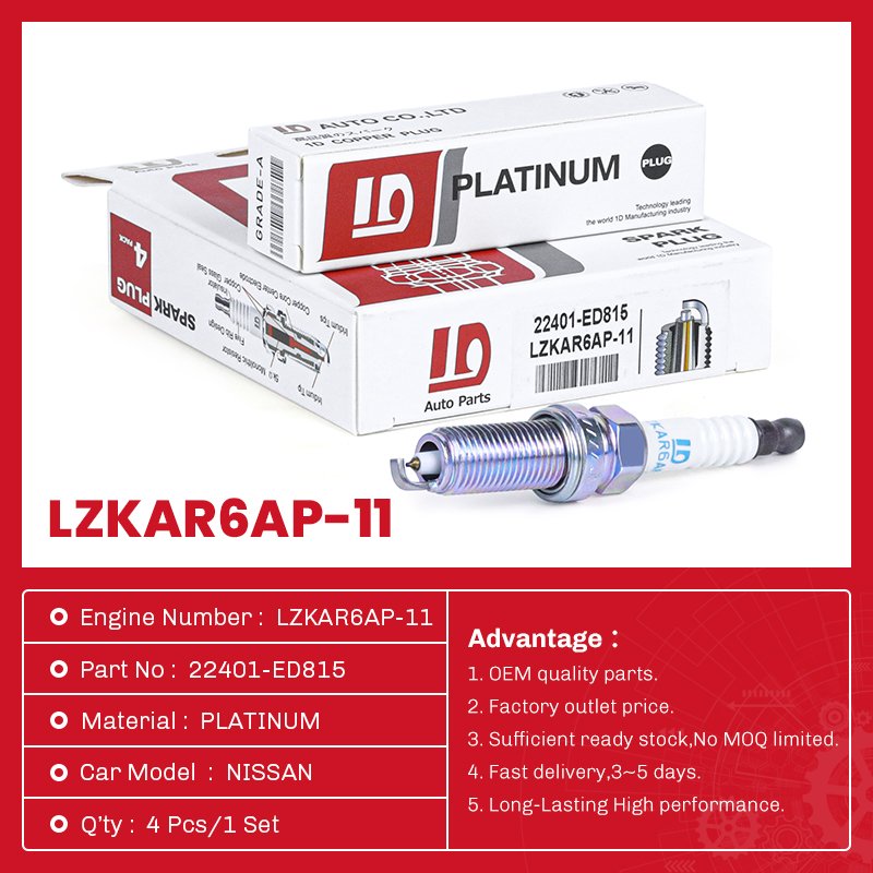 High Quality Original PLATINUM Spark Plug OEM:22401-ED815 LZKAR6AP-11 For NISSAN