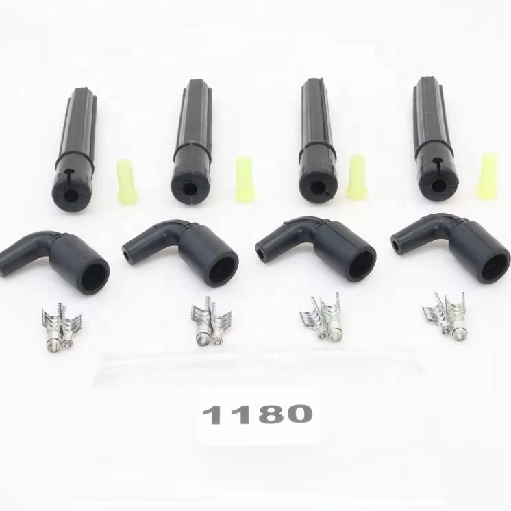 BUENO 1180 Boots & Terminals Kit-High Voltage Ignition Wire Boots & Spark Plug Wire Terminal Repair Set | Straight & 45° Options