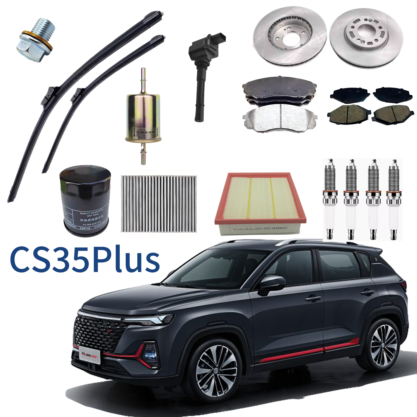 OEM Filter Brake pads Spark plug Ignition coil Wiper for Changan Alsvin CS35 CS75 Plus EADO Plus UNI-K T V Hunter