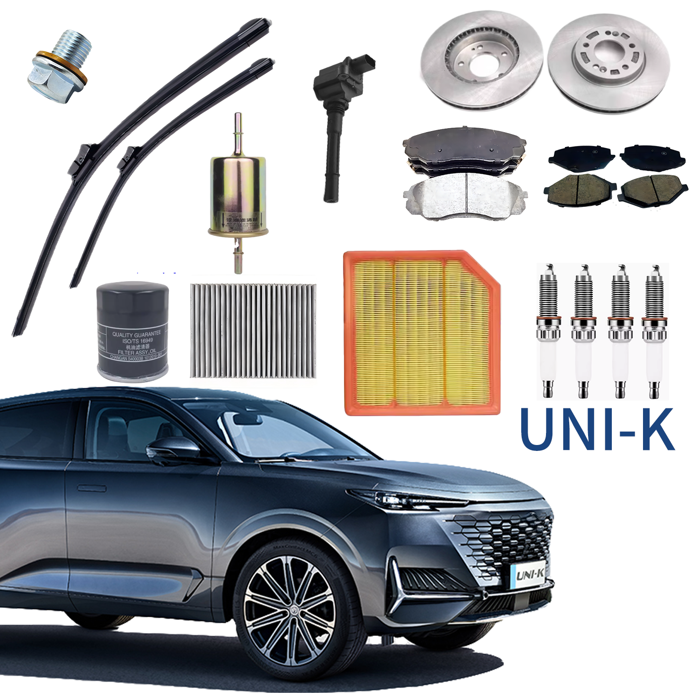 OEM Filter Brake pads Spark plug Ignition coil Wiper for Changan Alsvin CS35 CS75 Plus EADO Plus UNI-K T V Hunter
