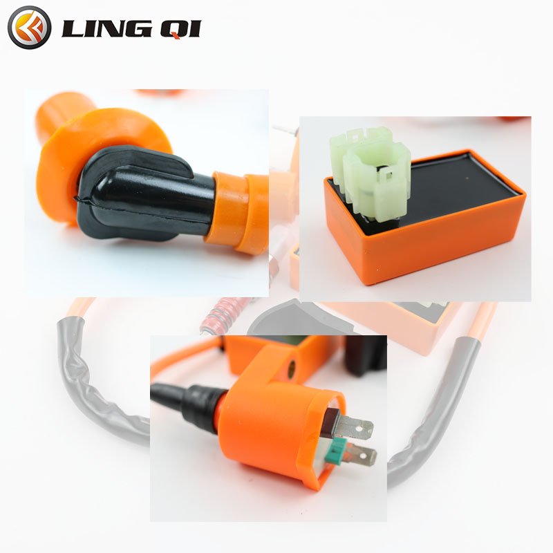 LINGQI Modified Racing Ignition Coil for GY6 50cc 150cc 125cc ATV Moped Scooter Parts with 6 Pin CDI 3 Electrode Spark Plug