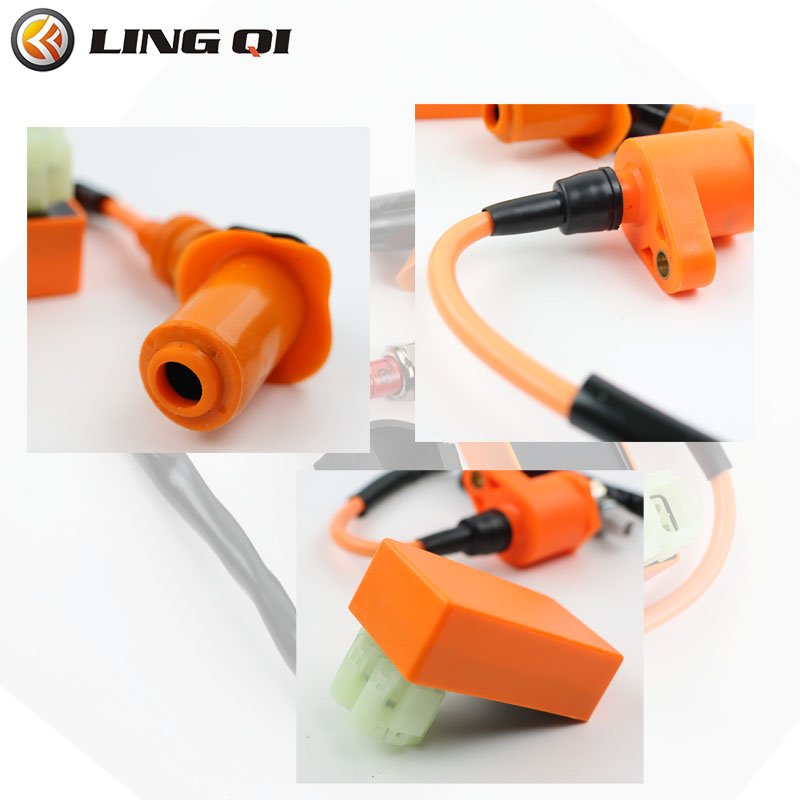 LINGQI Modified Racing Ignition Coil for GY6 50cc 150cc 125cc ATV Moped Scooter Parts with 6 Pin CDI 3 Electrode Spark Plug