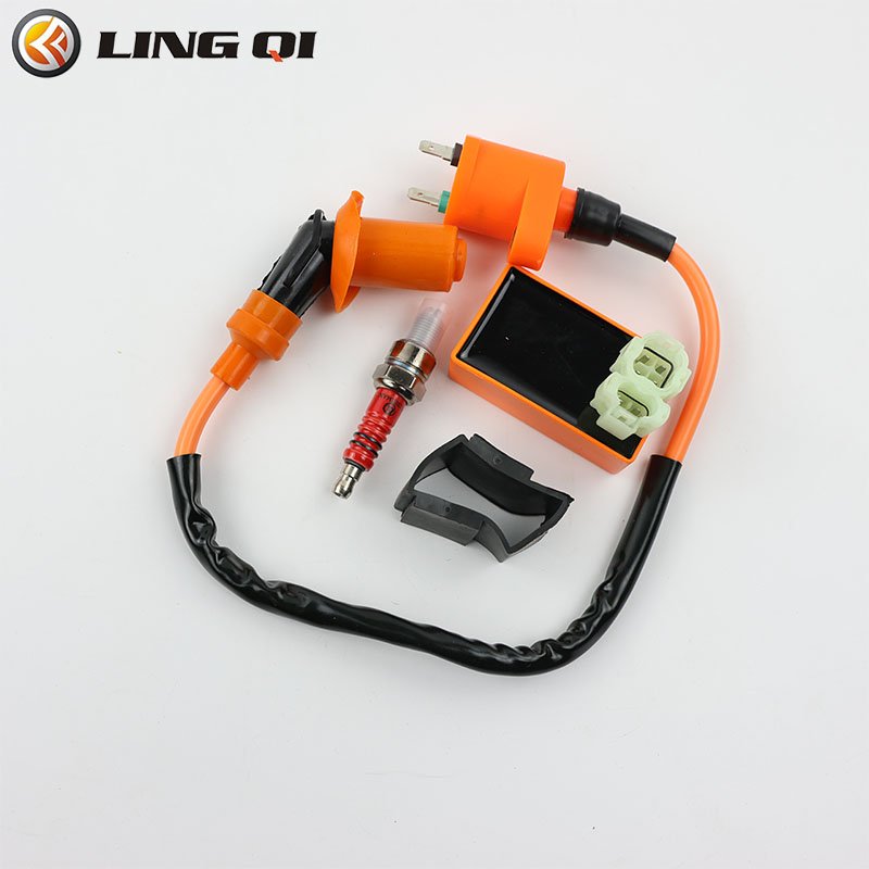 LINGQI Modified Racing Ignition Coil for GY6 50cc 150cc 125cc ATV Moped Scooter Parts with 6 Pin CDI 3 Electrode Spark Plug