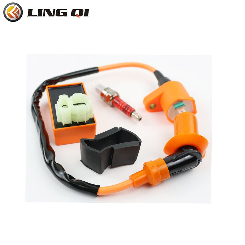 LINGQI Modified Racing Ignition Coil for GY6 50cc 150cc 125cc ATV Moped Scooter Parts with 6 Pin CDI 3 Electrode Spark Plug
