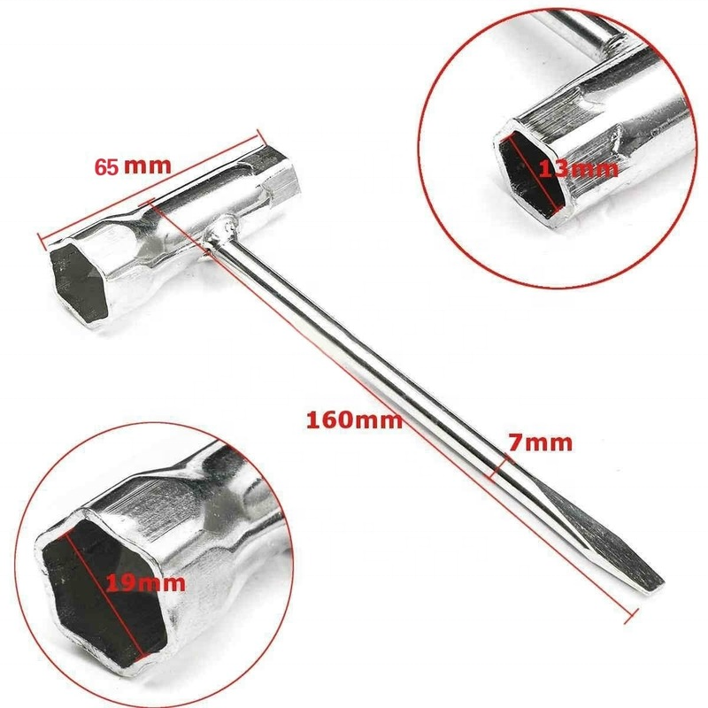 Spark Plug Socket Wrench 13mm & 19mm Stainless Steel Spanner for Gasoline Chainsaw and Brush Cutter 5016917-01