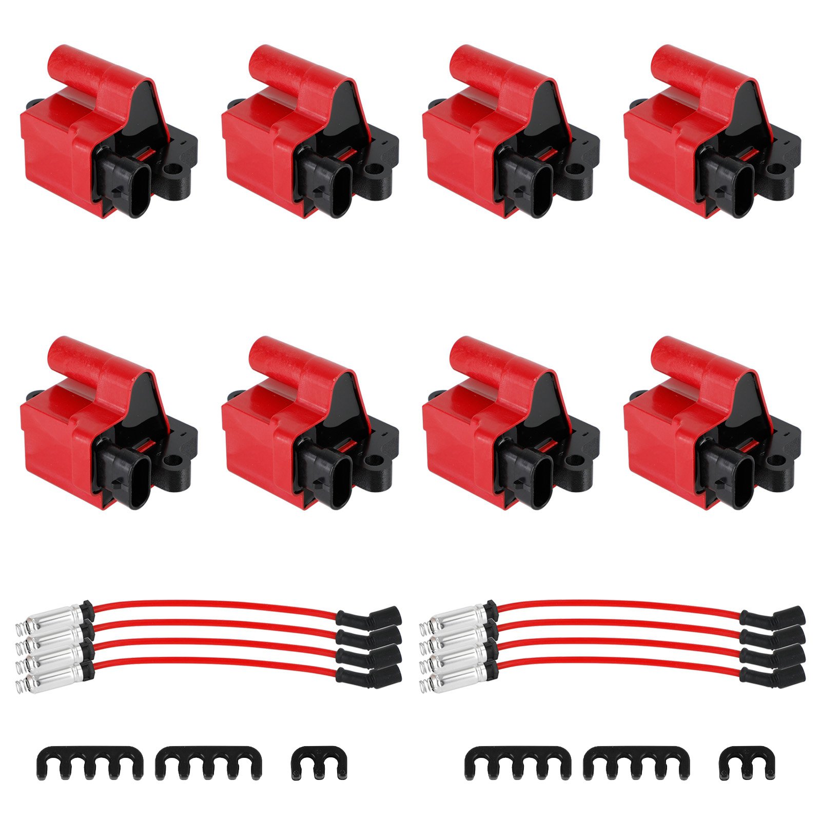 8pcs D581 Square Ignition Coils Ultra High with Spark Plug Wires 3859078 For GMC For SILVERADO 1500 2500 3500 4.8L 5.3L 6.0L