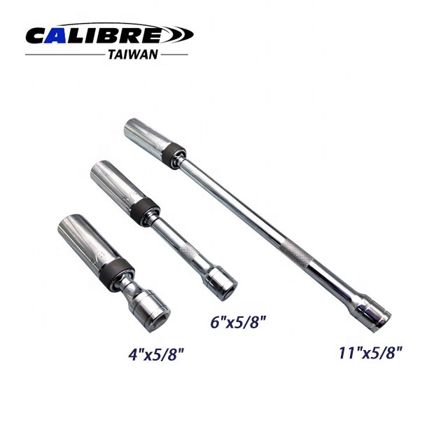 TAIWAN CALIBRE 3pc 5/8" Extended Universal Magnetic Swivel Spark Plug Socket Set, spark plug socket extension