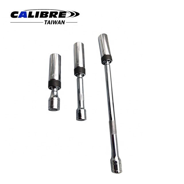 TAIWAN CALIBRE 3pc 5/8" Extended Universal Magnetic Swivel Spark Plug Socket Set, spark plug socket extension