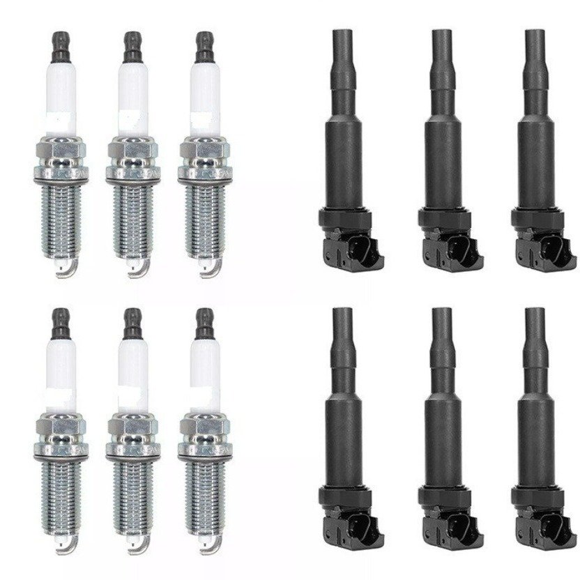 Set of 6 spark plugs ILZFR6D11 6 ignition coils 12137594937 UF592 suitable for BMW