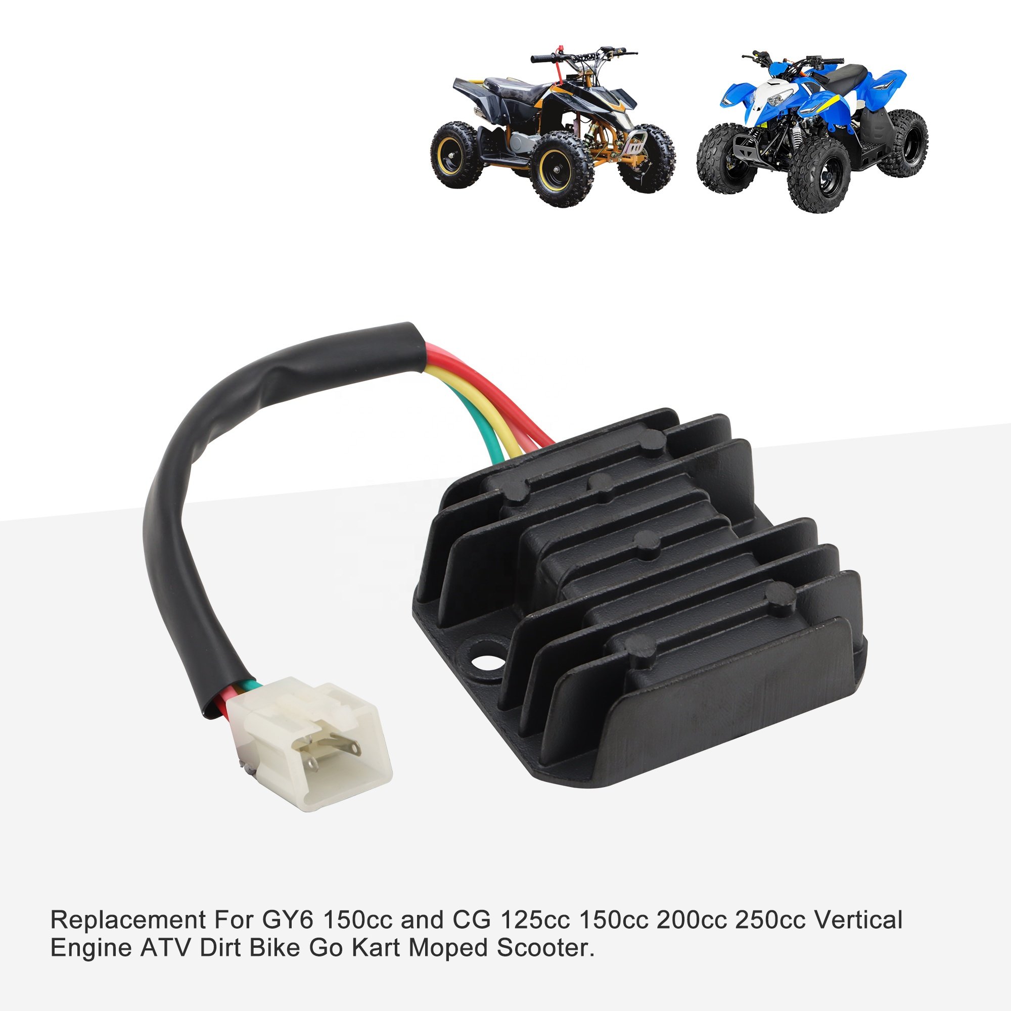 GOOFIT Motorcycle 4 Pin Voltage Regulator For GY6 150cc and CG 125cc 150cc 200cc 250cc Vertical Engine ATV Dirt Bike Go Kart