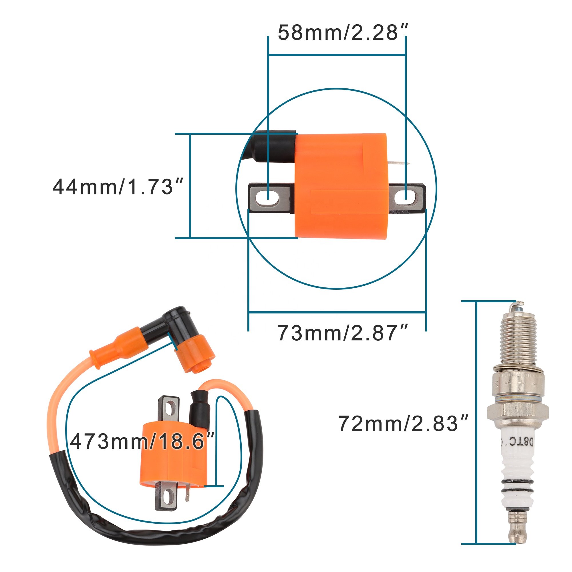 GOOFIT Motorcycle Ignition Coil with D8TC Spark Plug Replacement For CG125 150cc 200cc 250cc ATV Scooter Dirt Pit Bike