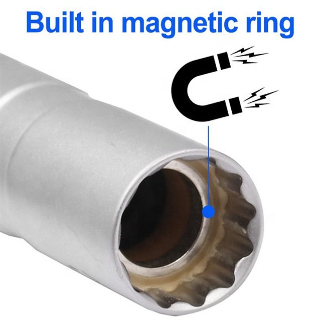 14/16 mm magnetic swivel spark plug socket set