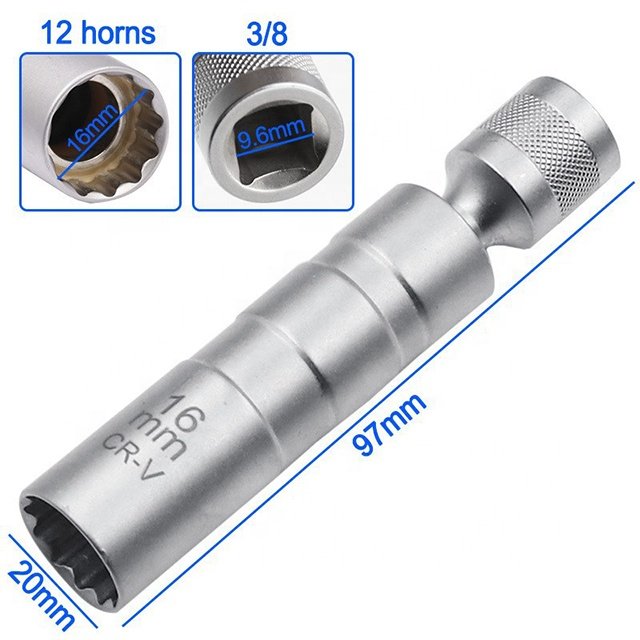 14/16 mm magnetic swivel spark plug socket set