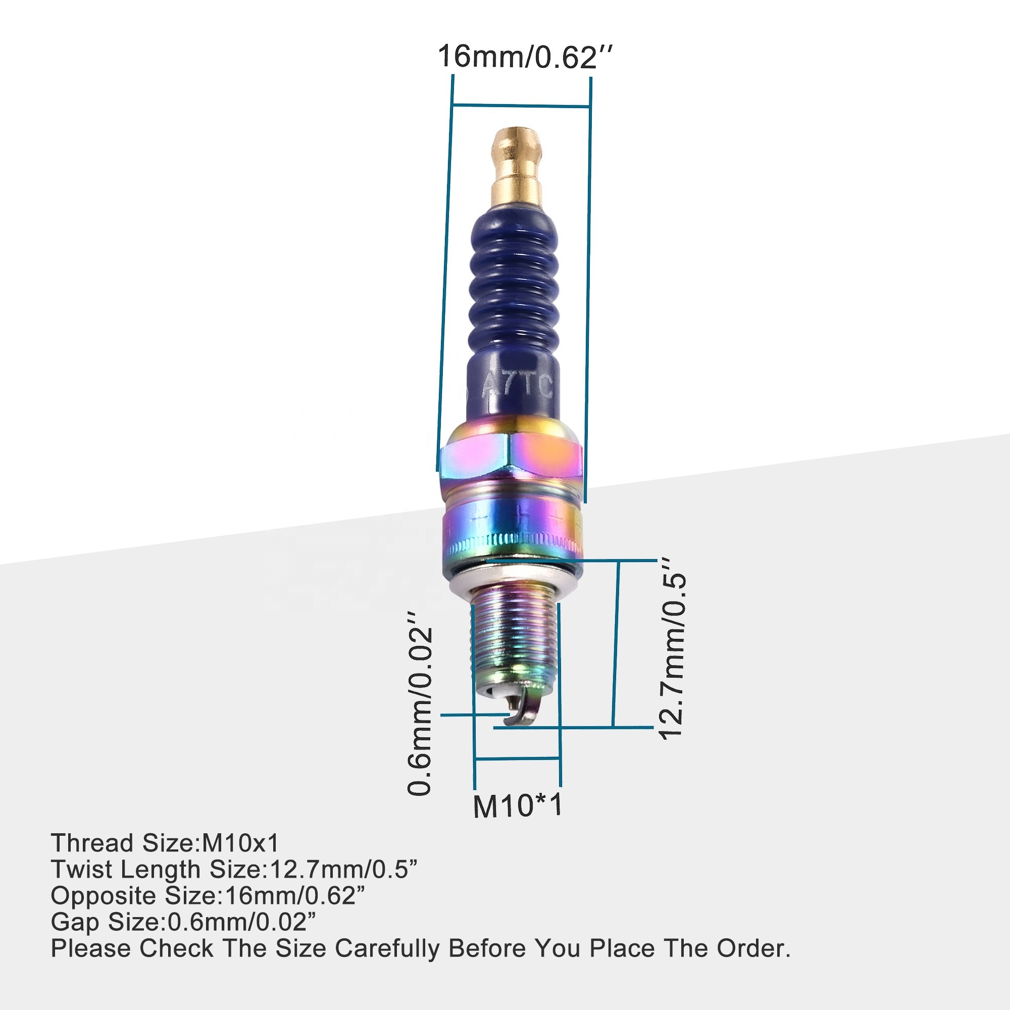 GOOFIT A7TC Motorcycle Spark Plug Replacement For 50cc 70cc 90cc 110cc ATV 150 Ignition Plug Moped Go Kart Scooter