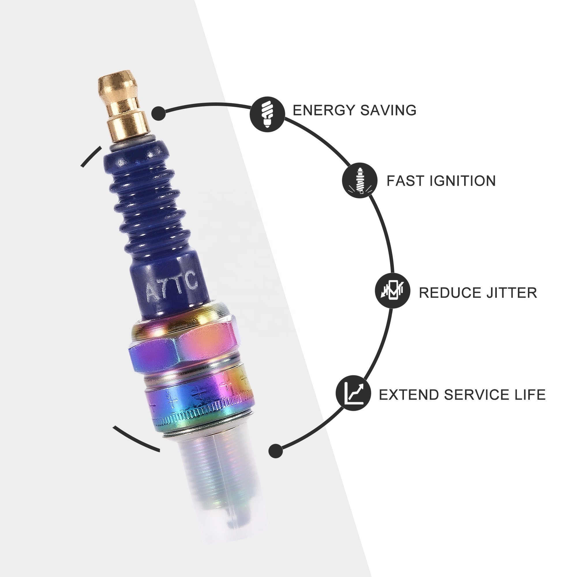 GOOFIT A7TC Motorcycle Spark Plug Replacement For 50cc 70cc 90cc 110cc ATV 150 Ignition Plug Moped Go Kart Scooter