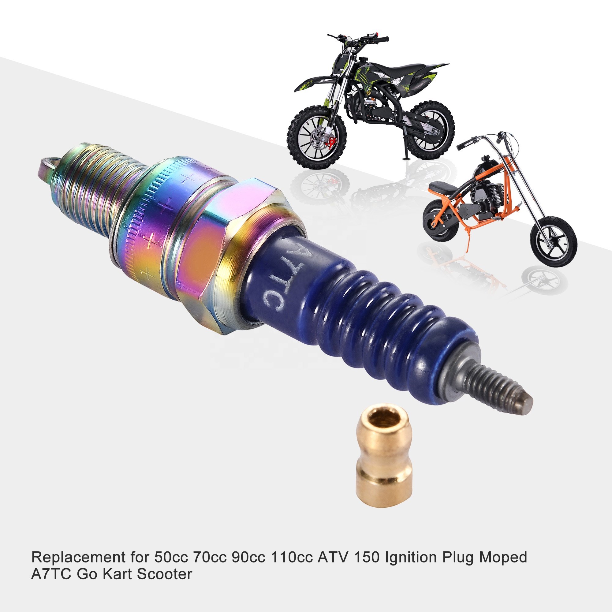 GOOFIT A7TC Motorcycle Spark Plug Replacement For 50cc 70cc 90cc 110cc ATV 150 Ignition Plug Moped Go Kart Scooter