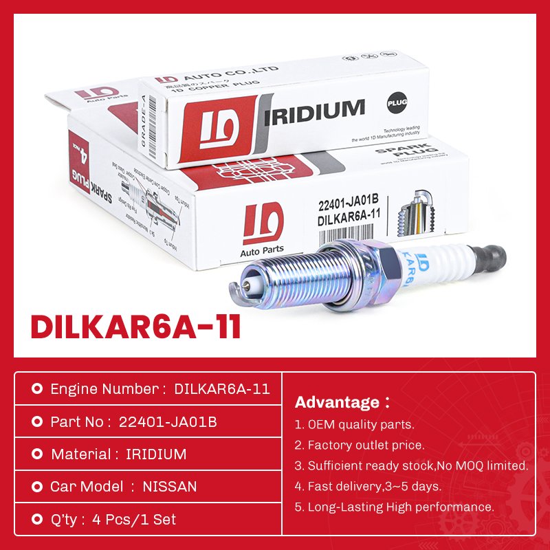 High quality Spark plug manufacture DILKAR6A-11 Iridium spark plug 22401-JA01B for Sentra X-Trail Altima Teana car spark plugs