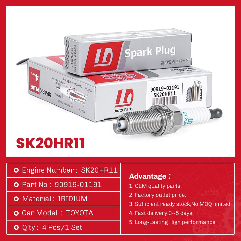 High Quality Hot Sale Iridium Spark Plugs SK20HR11 OEM: 90919-01191 Car Spark Plugs for TOYOTA