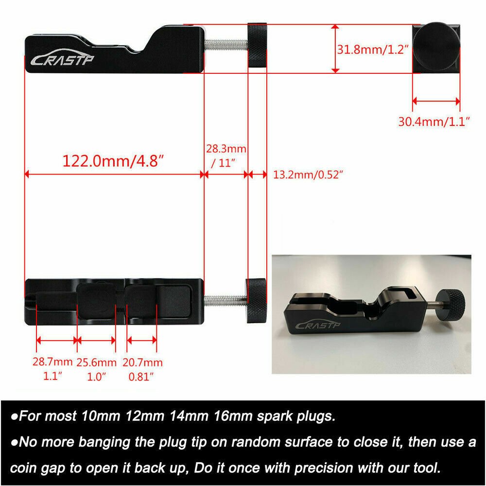 Universal Spark Plug Gap Tool Compatible with Most 10mm 12mm 14mm 16mm Spark Plugs Black