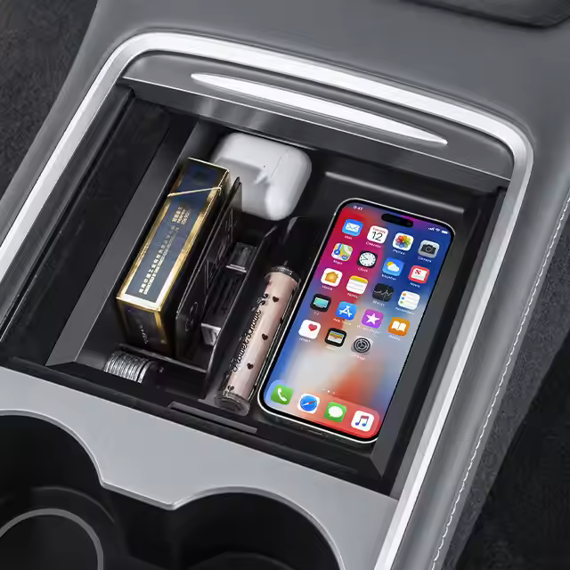 Convenient Front Center Console Organizer Tray for Tesla Model 3/Y ABS Plastic Material for Rear Placement