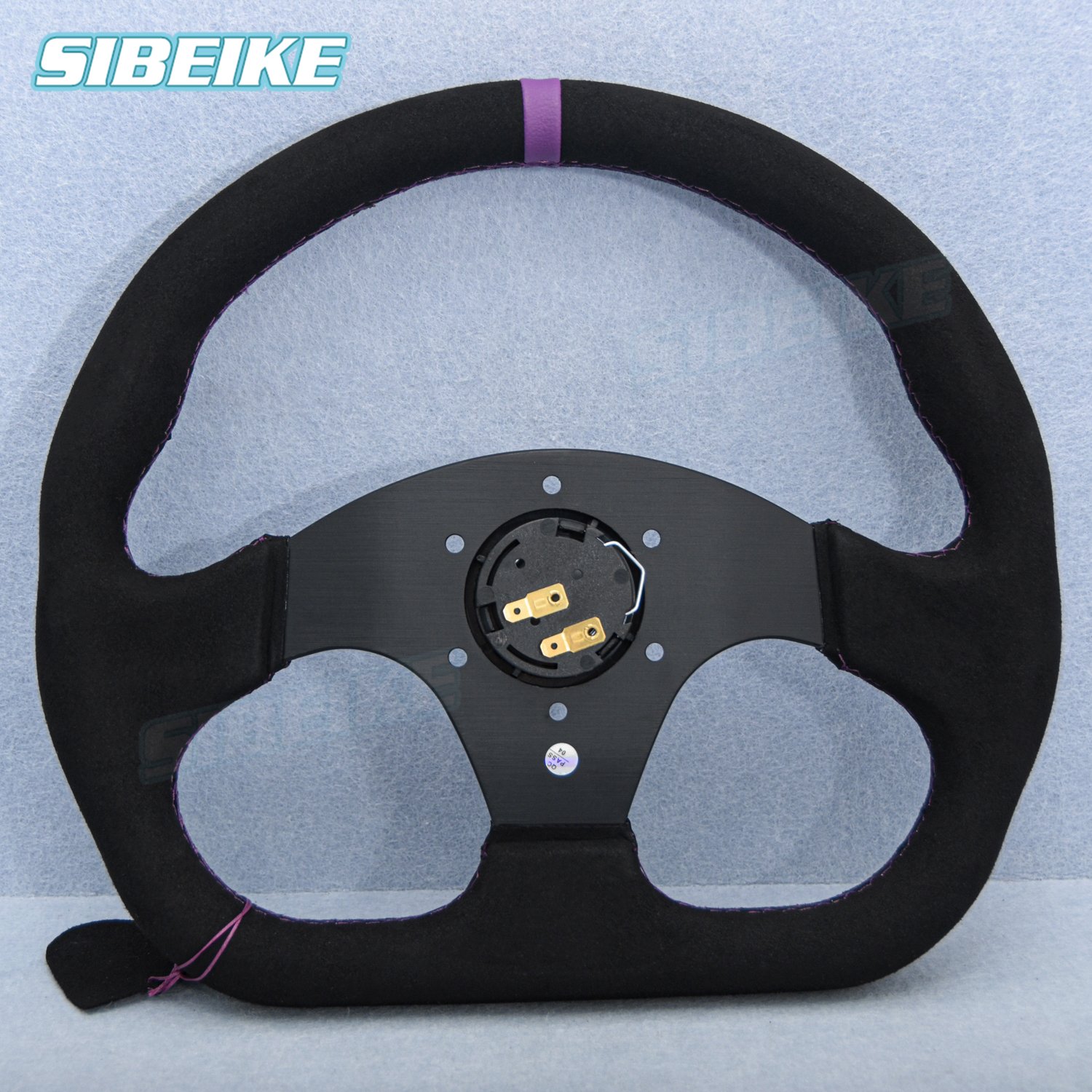 13inch Universal D Shape Suede Leather Steering Wheel Flat Dish Sim Racing Steering Wheel