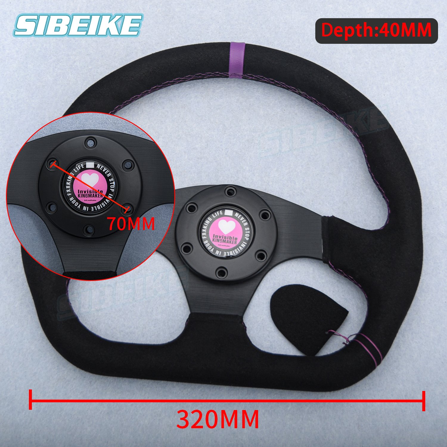 13inch Universal D Shape Suede Leather Steering Wheel Flat Dish Sim Racing Steering Wheel