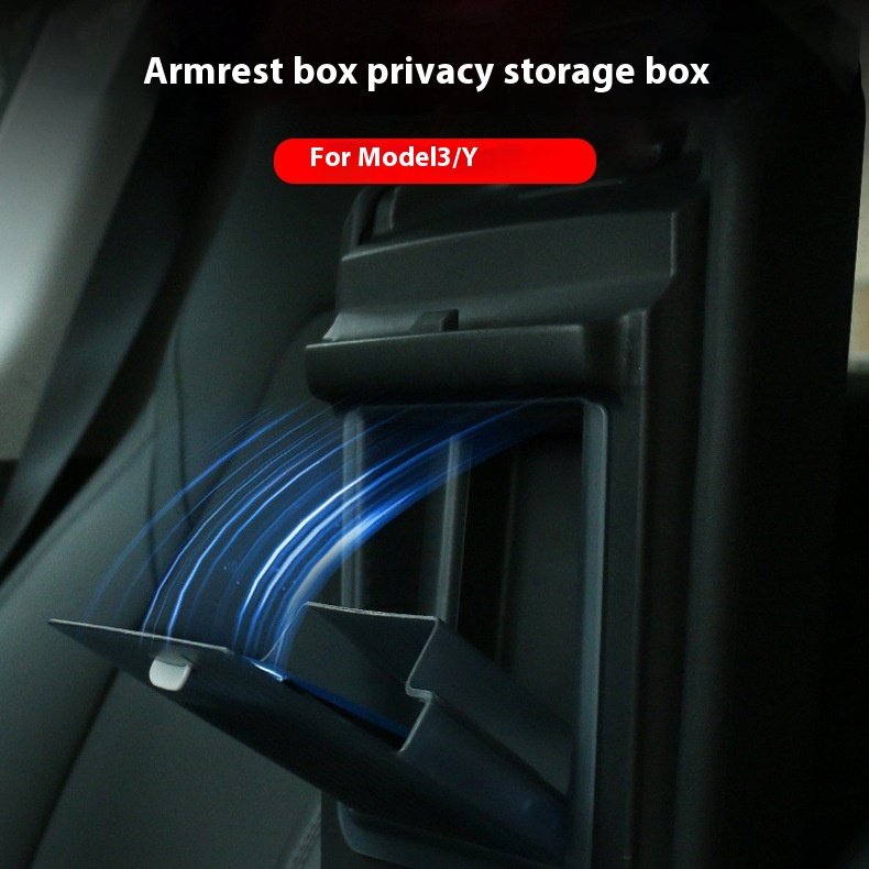Front Armrest Box for Tesla Model Y3 ABS Privacy Central Control Storage Box with Magnetic Hidden Storage Restoration Features