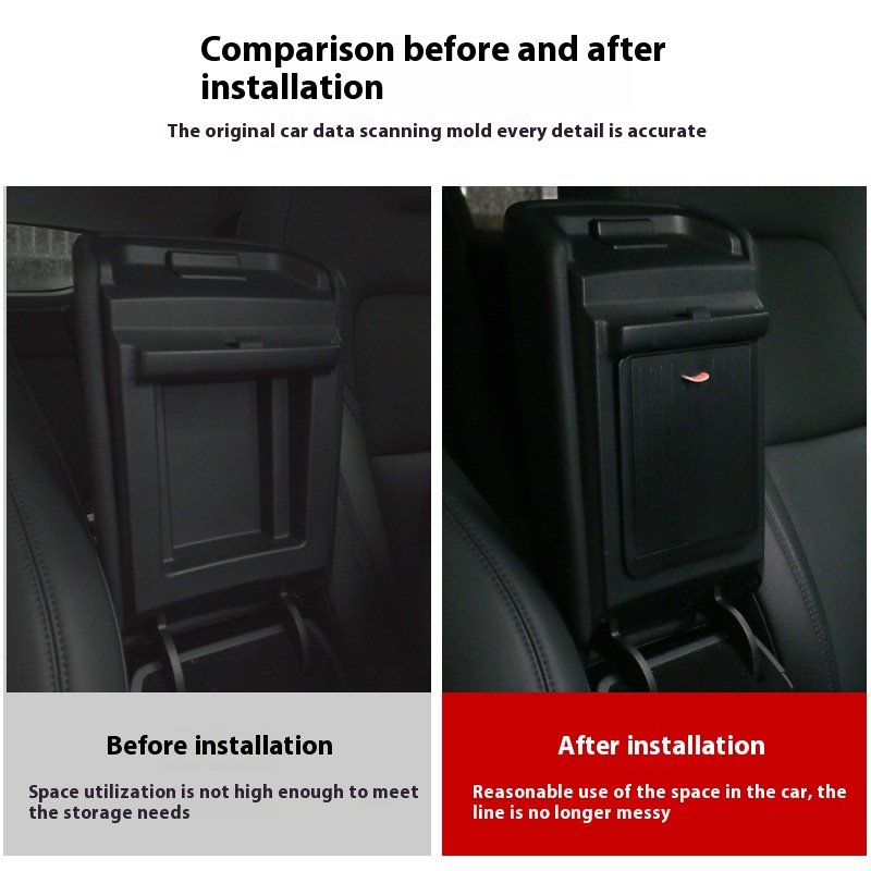 Front Armrest Box for Tesla Model Y3 ABS Privacy Central Control Storage Box with Magnetic Hidden Storage Restoration Features