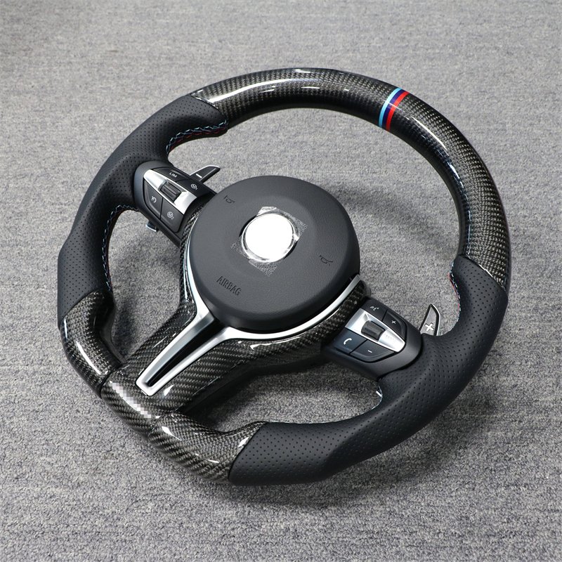 Car Steering Wheel M Performance for BMW F30 F32 F10 F20 F82 E46 E60 E90 M3 M5 Leather LED Carbon Fiber Steering Wheel