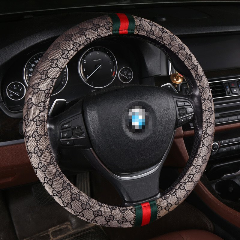 Premium Flax Auto Car Steering Wheel Covers Anti-Slip Breathable 15 Inch All Weather