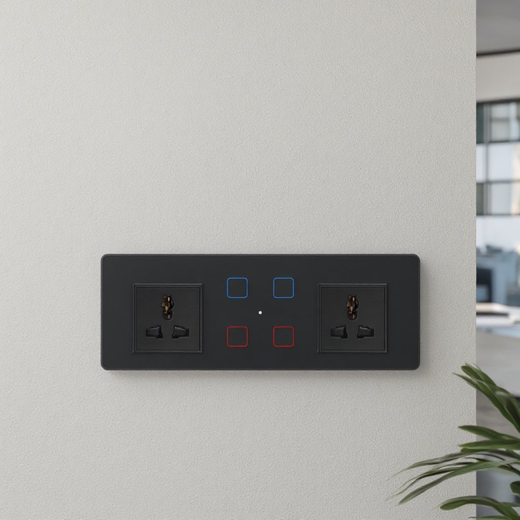 India 6M WIFI Wall Socket Power Failure Memory Glass Touch Screen Alexa Google Assistant Compatible Home Use Combination Switch