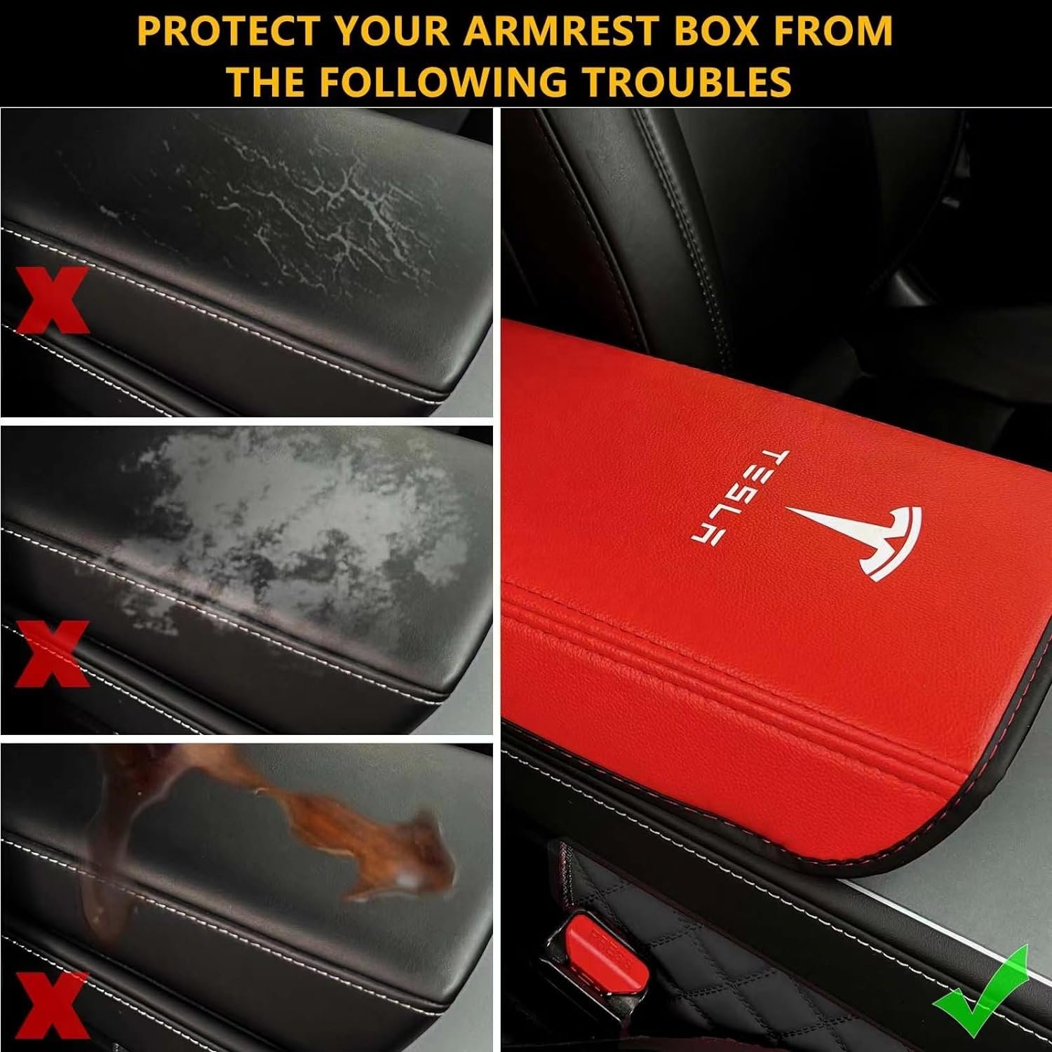 Central Control Armrest Box Protective Cover Car Interior Center Console Armrest Cover for Tesla Model 3/Y 2023 Accessories