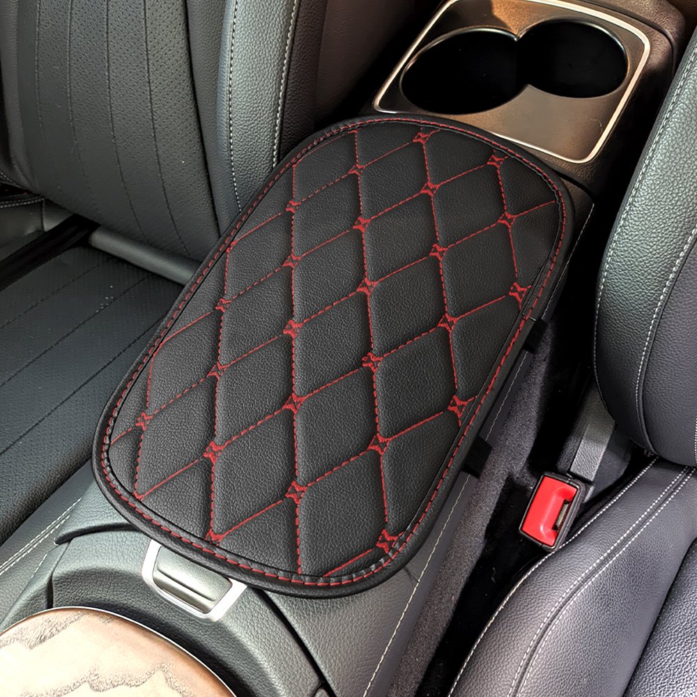 PVC Leather Car Armrest Storage Box Cushion Luxury Diamond Design with Business Style Fit for Car Interior Protection Function