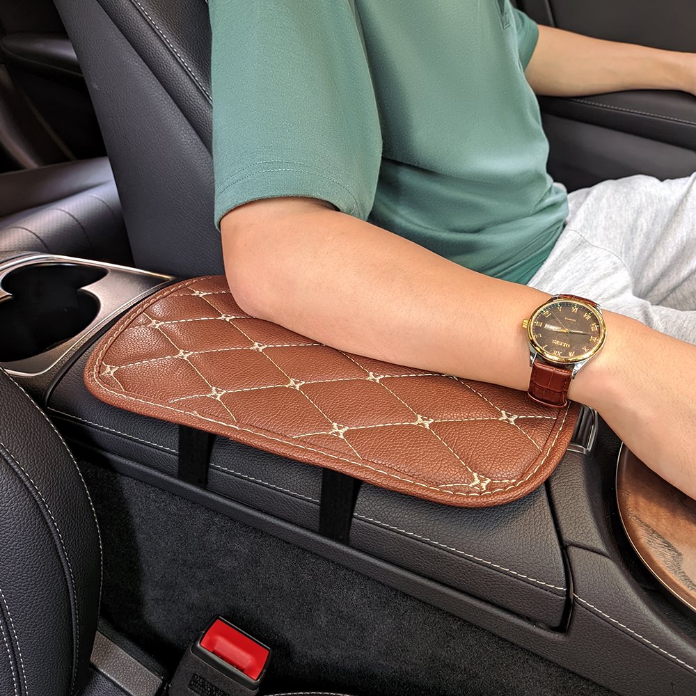 PVC Leather Car Armrest Storage Box Cushion Luxury Diamond Design with Business Style Fit for Car Interior Protection Function