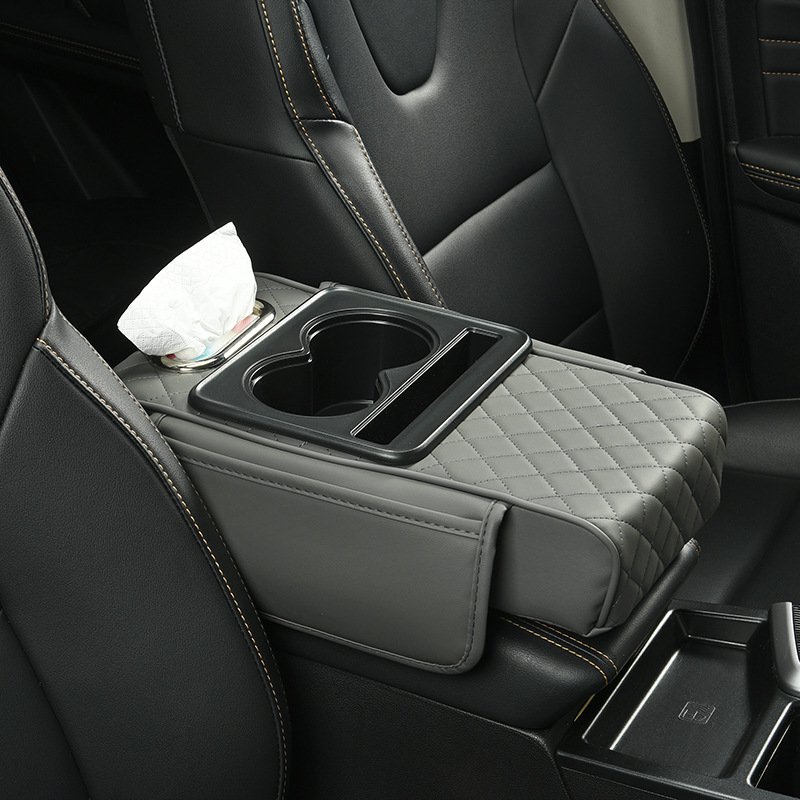 Bangcan Universal Car Armrest Box Cushion Elevator with Cup Holder & Storage Accessory for Vehicle