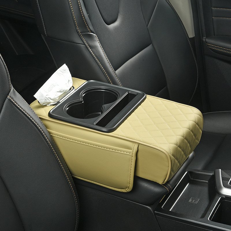 Bangcan Universal Car Armrest Box Cushion Elevator with Cup Holder & Storage Accessory for Vehicle
